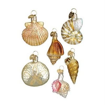 Old World Christmas Hanging Ornament - 6 Piece Assorted Sea Shell Set