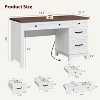 Executive Desk with Drawers, Farmhouse Home Office Desk with Charging Station, 53.54" Wooden Computer Desk with File Cabinet Storage,White Walnut - 2 of 4