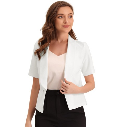 Allegra K Women's Regular Fit Shawl Collar Open Front Short Sleeve Work Office Suit Blazer - image 1 of 4