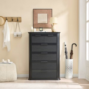 6 Drawer Dresser, 45" Tall Curved Fluted Chest, Modern Wood Organizer for Bedroom Living Room Entryway-3irtyhousy - 1 of 4