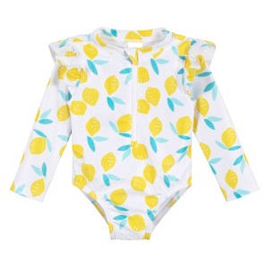 Gerber Baby & Toddler Girls' One-Piece Long Sleeve Rash Guard Swimsuit UPF 50+ - 1 of 4