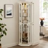 Glass Corner Curio Cabinet with Tempered Glass Doors, Adjustable Shelves and LED Lighting for Living Room, Dining Room, Home Office - 3 of 4