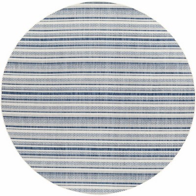 Hauteloom Olin White&Blue Striped Nordic Rug