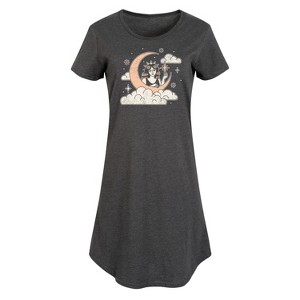 Women's - Instant Message - Celestial Moon Woman Graphic T-shirt Dress - 1 of 4