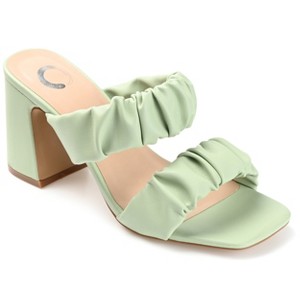 Journee Collection Womens Zoee Open Square Toe Block Heel Sandals Green 6 - 1 of 4