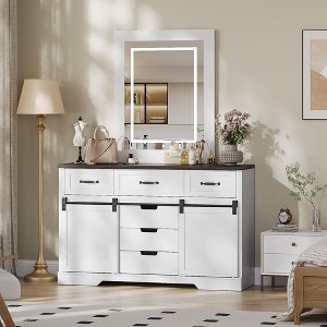 Farmhouse 6 Drawers Dresser for Bedroom with Sliding Barn Doors, Wood Dresser & Chest of Drawers, Rustic Dresser TV Stand, Dresser Organizer - 1 of 4