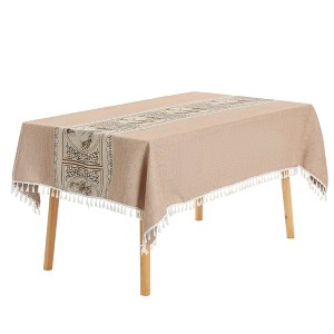Unique Bargains Rustic Cotton Linen Waterproof Dinner Party Christmas Table Cover 1 Pc - 1 of 4