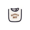 Hudson Baby Infant Boy Cotton Bodysuit, Pant and Bib Set, Brown Navy Mamas Boy - 3 of 4