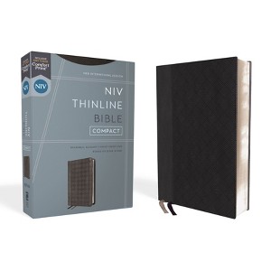 Niv, Thinline Bible, Compact, Leathersoft, Black/Gray, Red Letter, Comfort Print - by  Zondervan (Leather Bound) - 1 of 1