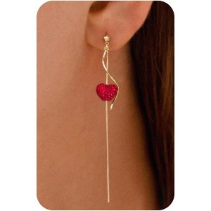 Dangle Earrings for Women- 14K Gold Plated Butterfly Heart Star Hoop Chain Tassel Design Long Dangle Earrings - 1 of 4