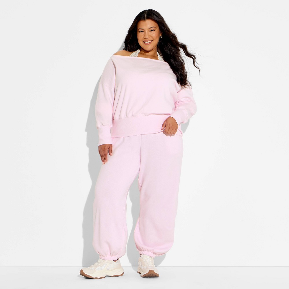 Women's Mid-Rise Oversized Joggers - Wild Fable™ Light Pink XXL