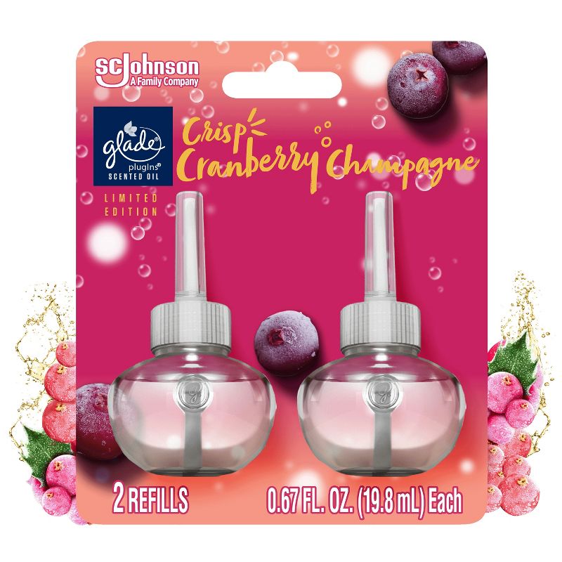 Glade PlugIns Scented Oil Air Freshener - Crisp Cranberry Champagne Refill - 1.34oz/2pk, 1 of 18