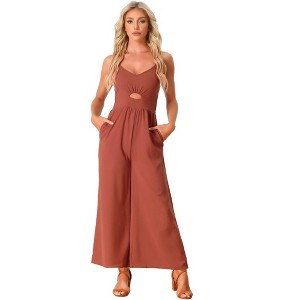 INSPIRE CHIC Women's Casual Sleeveless Cut Out Smocked Loose Wide Leg Jumpsuits - 1 of 4