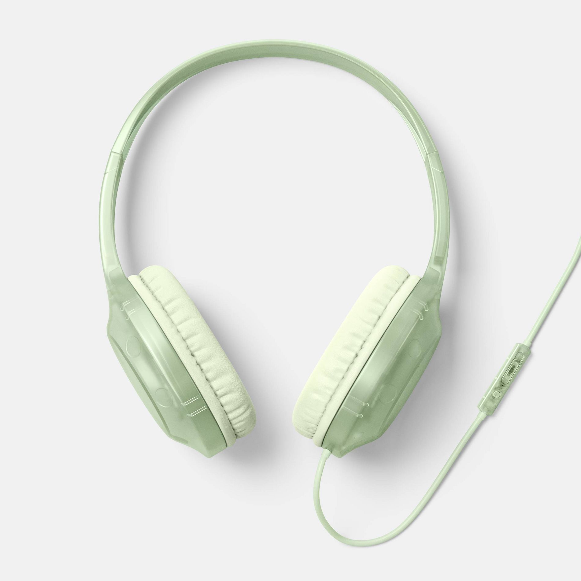 Wired On-Ear Translucent Jelly Headphones - heyday™ Matcha: Built-In Microphone