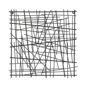 HomeRoots 20" X 20" Black Abstract Lines Metal Square Hanging Dimensional Sculpture - 1 of 4