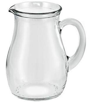 Amici Home Roxy Italian Glass Water Pitcher with Handle and Spout, Large Sized, Round Jug with Ice Lip, 34 oz, Great for Iced Tea, Sangria, Juice
