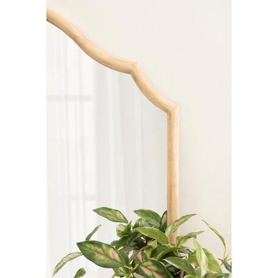Leanna Natural Wood Scalloped Arched Wall Mirror