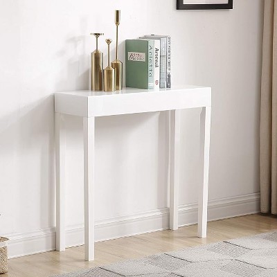 Grungis Narrow Console Table with Natural Wood Top,Modern Entryway Table with Black Metal Legs,Console Table for Living Room