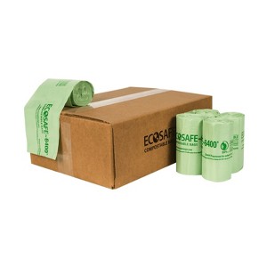 EcoSafe 5 Gal Certified Compostable Trash Bags 18.25"x25" - Roll of 12 - 1 of 2