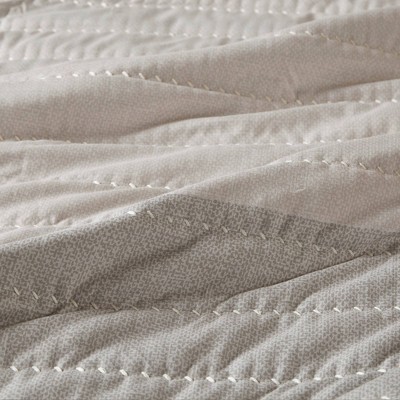 King Blue and Taupe Reversible Microfiber Quilt Set