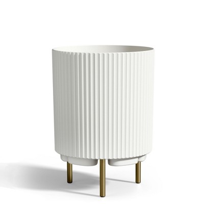 Naysaye Planters Round Outdoor Planter Pot with Stand Modern Indoor Plant or Flower Pot for Home Garden Office Balcony, White, 16"*14.8"*20.3"