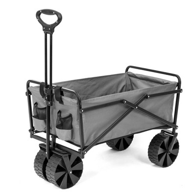 Seina Manual 150 Pound Capacity Folding Utility Beach Wagon Outdoor Cart, Gray