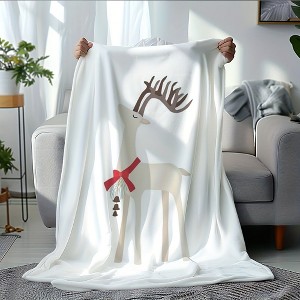 Lomsoe Cute Christmas Reindeer Print Flannel Blanket - All Seasons Throw Blanket, Soft Cozy Warm for Bed, Napping, Camping, Travel, Office - 1 of 4