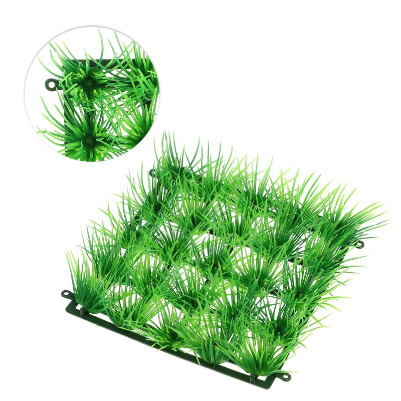 Unique Bargains Artificial Plastic Lawn for Fish Tank Landscape Decoration Green 6.3x6.3 Inch, 3 of 7