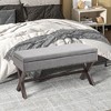 HOMCOM 35.75" Rectangle Fabric Shoe Bench Storage Ottoman with Soft Sponge Cushion, for Living Room, Entryway, or Bedroom, Gray - 3 of 4
