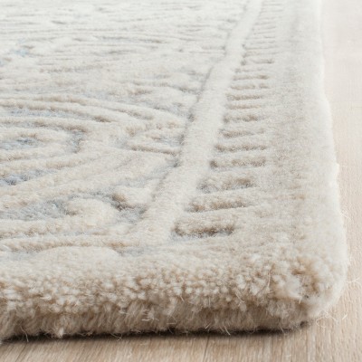Light Blue and Ivory Hand-Tufted Wool Runner Rug