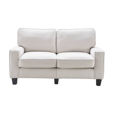 Serta Palisades 61" Cream Microfiber Loveseat with Pillow Back