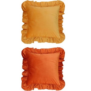 REGALWOVEN 2 Pcs Scalloped Trim Outdoor Throw Pillow Covers for Sofa Living Room Home Decor - 1 of 4