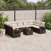 vidaXL 10 Piece Patio Sofa Set with Cushions Brown Poly Rattan - Brown and cream Without table - 2 of 4