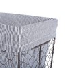 Design Imports Set of 5 Rustic Bronze Chicken Wire Ticking Stripe Liner Baskets Black/White: Rectangle Decorative Baskets - 3 of 4
