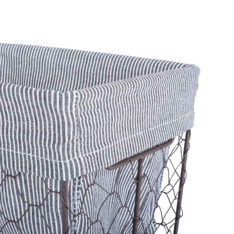 Design Imports Set of 5 Rustic Bronze Chicken Wire Ticking Stripe Liner Baskets Black/White, 3 of 7