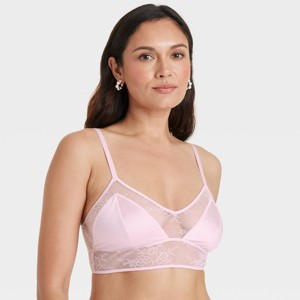Women's Satin and Lace Longline Bralette - Auden™ - 1 of 4