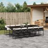 vidaXL Patio Dining Set with Cushions Table and Chairs Outdoor Poly Rattan - Black and Cream Glass 10-Piece - 2 of 4