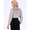 INSPIRE CHIC Women's Evening Bow Tie Front Turndown Collar Faux Fur Fluffy Cropped Coat - 4 of 4