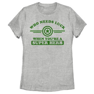 Women's Marvel St. Patrick's Day Captain America No Luck Needed T-Shirt - 1 of 4