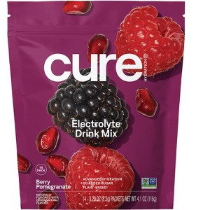 Cure Hydration Hydrating Electrolyte Mix, Berry Pomegranate, 14 Packets, 0.29 oz (8.3 g) Each - 1 of 3