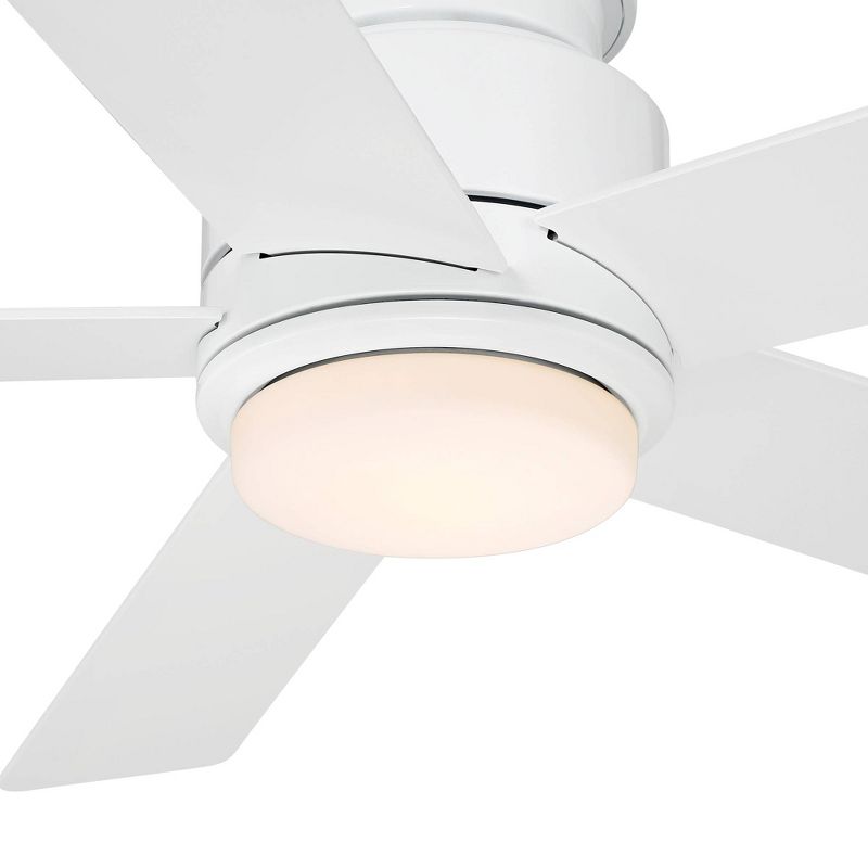 52" Casa Vieja Modern Outdoor Hugger Ceiling Fan with Dimmable LED Light Remote Control Matte White Damp Rated for Patio Exterior, 3 of 10