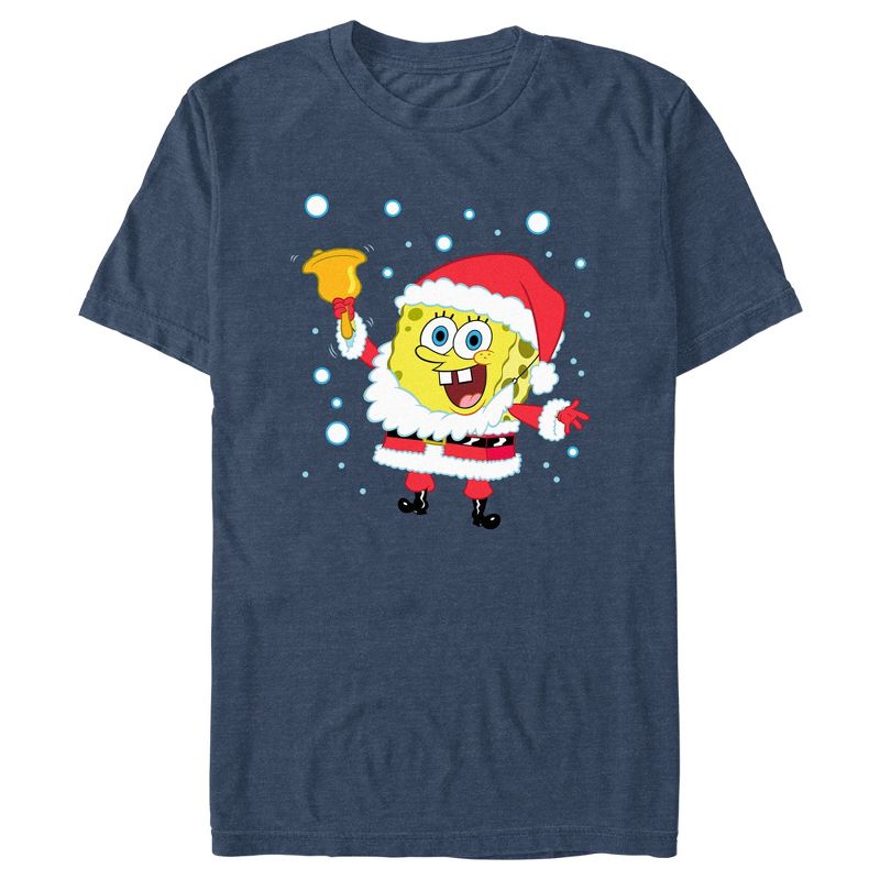 Men's SpongeBob SquarePants Christmas Santa Bell T-Shirt, 1 of 5