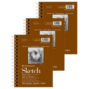 Strathmore 400 Series Sketch Pad, Side Wire Binding, 100 Sheet, 5.5x8.5 inch, Pack of 3 - 1 of 2