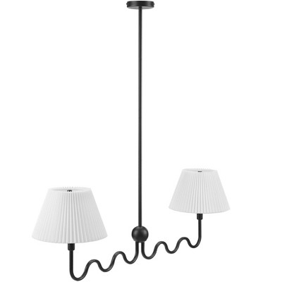 Modway Wave Squiggle Pendant Light - 2-Light Contemporary Ceiling Fixture in Black with Playful Curved Design