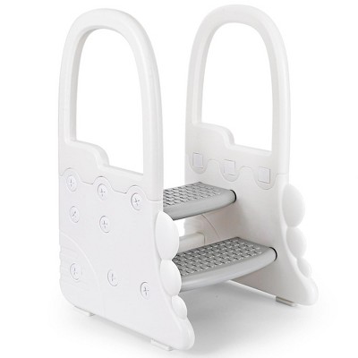 2 Step Toddler Step Stool for Bathroom Sink, Toddler Nursery Stools for Bathroom Sink, Toilet Potty Training, Kitchen Helper, Grey
