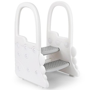 2 Step Toddler Step Stool for Bathroom Sink, Toddler Nursery Stools for Bathroom Sink, Toilet Potty Training, Kitchen Helper, Grey - 1 of 4