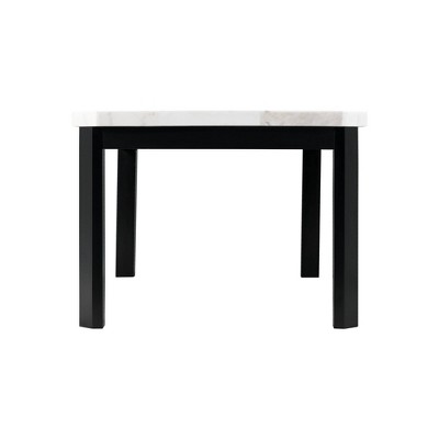 Celine White Marble and Black Wood Rectangular Dining Table