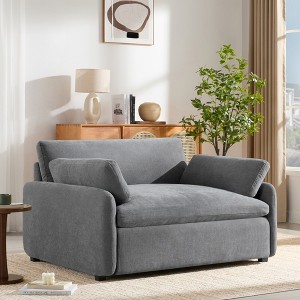 Zeus & Ruta 50"x43" Modern Oversized Chenille Armchair with Upholstered and Pillows, for Living Room, Bedroom, or Apartment - 1 of 4