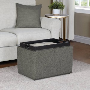Breighton Home Designs4Comfort Accent Storage Ottoman with Reversible Tray in Soft Gray Fabric - 1 of 4