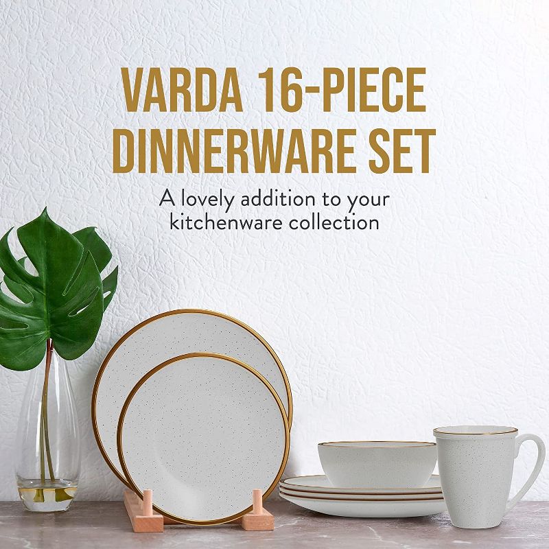 American Atelier Varda Round Dinnerware Set – 16-Piece Stoneware Dinner Party Collection 4 Dinner Plates, 4 Salad Plates, 4 Bowls & 4 Mugs, 2 of 8